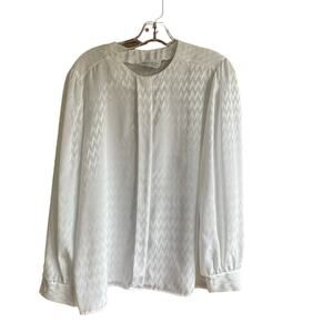 Vintage - Beautiful Silky White Flowy Button Up Blouse by Jessica Michelle